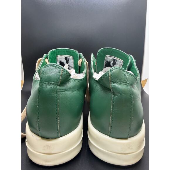 Rick Owens Mainline Green/White Leather Low Top Lace-Up Sneakers 37964 Size 10 main image 5